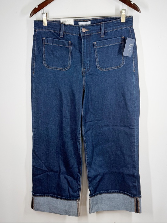 crown & ivy Denim - NWT Crown & Ivy Wide Leg Crop Jeans Size 10 Cuff Nicole Wash Patch Pocket